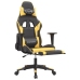 Silla gaming con reposapiés cuero sintético negro dorado