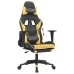 Silla gaming con reposapiés cuero sintético negro dorado