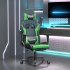 Silla gaming con reposapiés cuero sintético negro verde