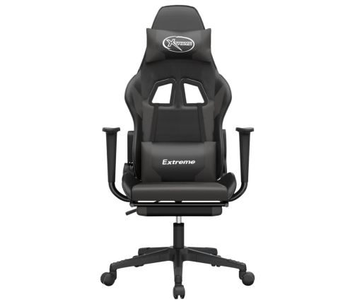 Silla gaming con reposapiés cuero sintético negro gris