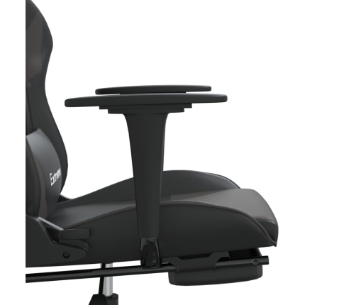 Silla gaming con reposapiés cuero sintético negro gris