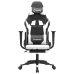 Silla gaming con reposapiés cuero sintético negro blanco