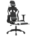 Silla gaming con reposapiés cuero sintético negro blanco