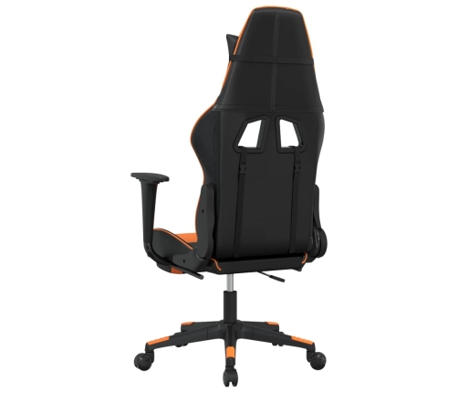 Silla gaming con reposapiés cuero sintético negro naranja