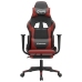 Silla gaming con reposapiés cuero sintético negro rojo tinto