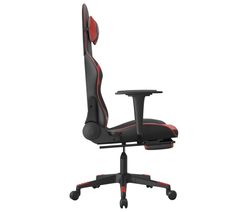 Silla gaming con reposapiés cuero sintético negro rojo tinto