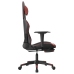 Silla gaming con reposapiés cuero sintético negro rojo tinto