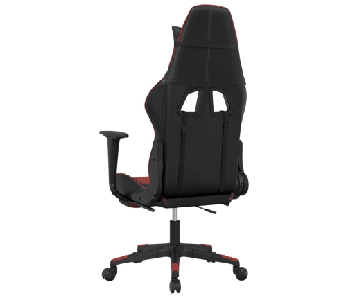 Silla gaming con reposapiés cuero sintético negro rojo tinto