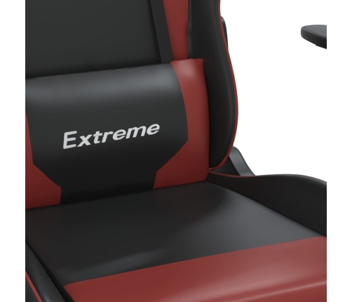 Silla gaming con reposapiés cuero sintético negro rojo tinto