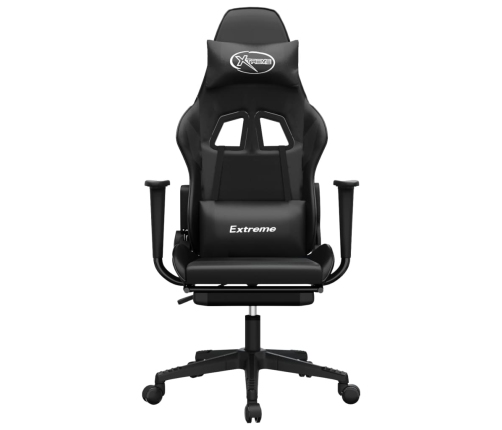 Silla gaming con reposapiés cuero sintético negro