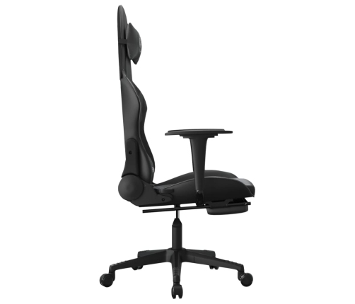 Silla gaming con reposapiés cuero sintético negro