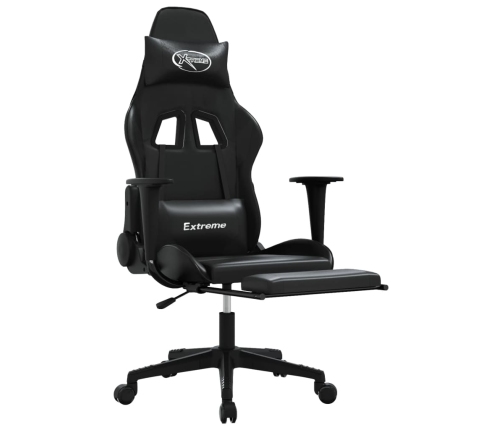 Silla gaming con reposapiés cuero sintético negro