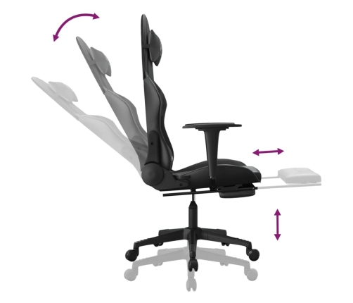 Silla gaming con reposapiés cuero sintético negro