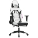 Silla gaming con reposapiés cuero sintético blanco negro