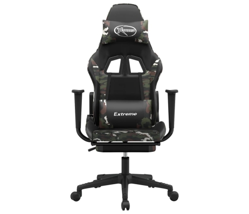 Silla gaming con reposapiés cuero sintético negro camuflaje