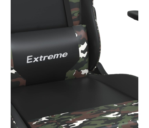 Silla gaming con reposapiés cuero sintético negro camuflaje