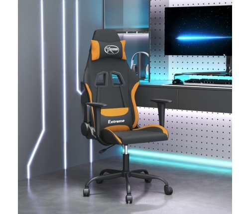 Silla gaming tela negro y naranja