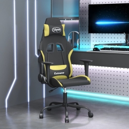 Silla gaming tela verde claro y negro