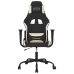 Silla gaming con reposapiés tela crema y negro