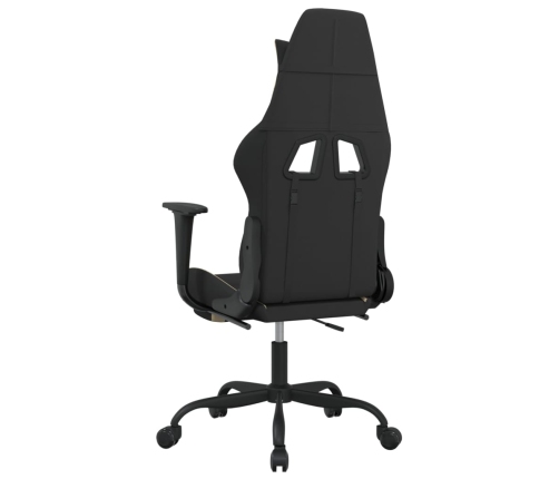 Silla gaming con reposapiés tela crema y negro