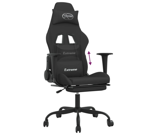 Silla gaming con reposapiés tela negro