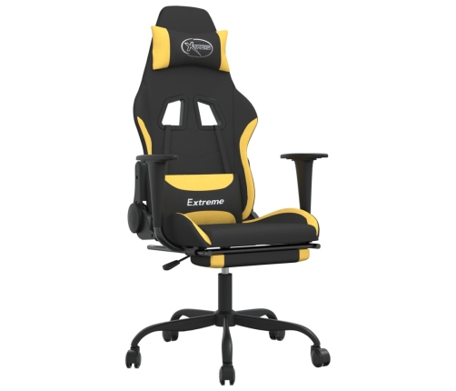 Silla gaming con reposapiés tela negro y amarillo