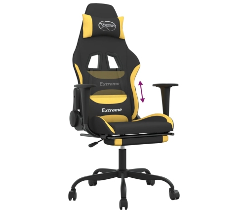 Silla gaming con reposapiés tela negro y amarillo