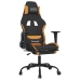 Silla gaming con reposapiés tela negro y naranja