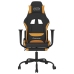 Silla gaming con reposapiés tela negro y naranja