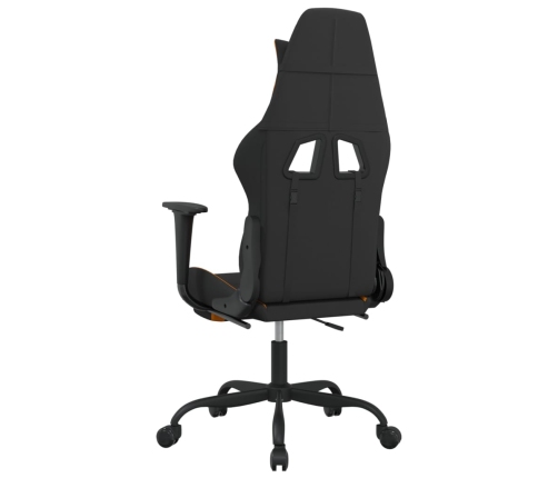 Silla gaming con reposapiés tela negro y naranja