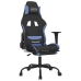 Silla gaming con reposapiés tela negro y azul