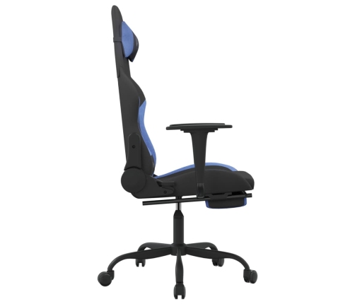 Silla gaming con reposapiés tela negro y azul