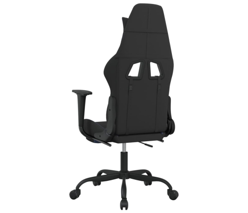 Silla gaming con reposapiés tela negro y azul