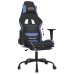 Silla gaming con reposapiés tela negro y azul