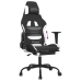 Silla gaming con reposapiés tela negro y blanco