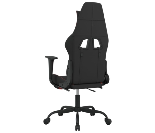 Silla gaming con reposapiés tela negro y rojo