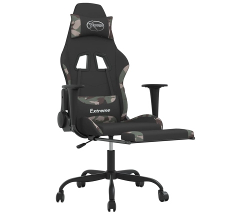 Silla gaming con reposapiés tela negro camuflaje