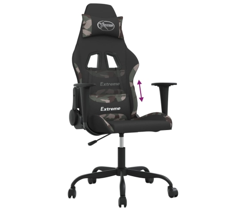 Silla gaming con reposapiés tela negro camuflaje