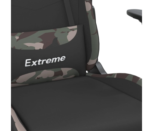 Silla gaming con reposapiés tela negro camuflaje