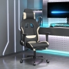 Silla gaming con reposapiés tela crema y negro