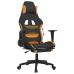 Silla gaming con reposapiés tela negro y naranja