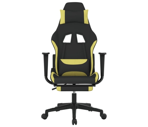 Silla gaming con reposapiés tela verde claro y negro