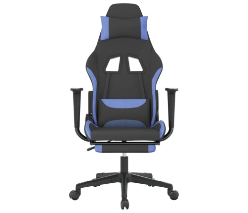 Silla gaming con reposapiés tela negro y azul