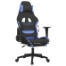 Silla gaming con reposapiés tela negro y azul