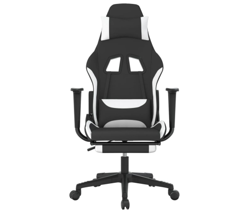 Silla gaming con reposapiés tela negro y blanco