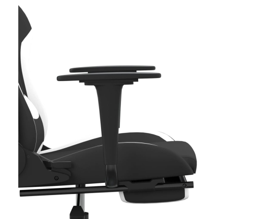 Silla gaming con reposapiés tela negro y blanco