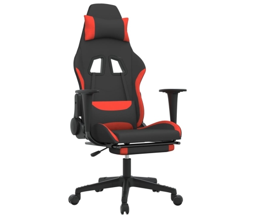 Silla gaming con reposapiés tela negro y rojo