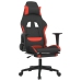 Silla gaming con reposapiés tela negro y rojo