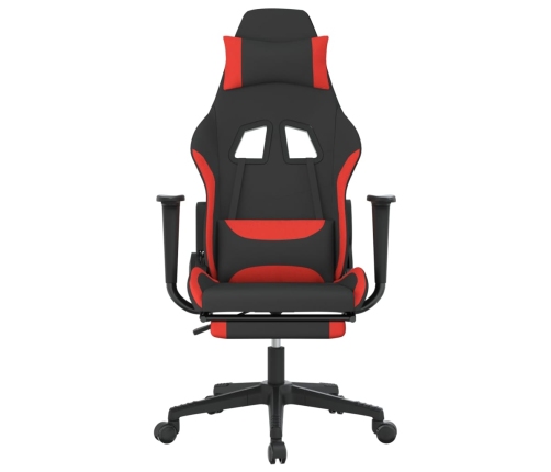 Silla gaming con reposapiés tela negro y rojo