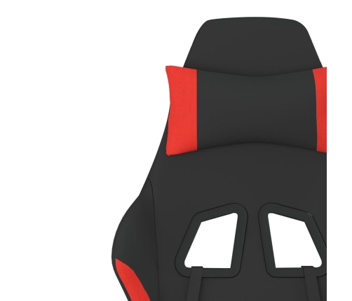 Silla gaming con reposapiés tela negro y rojo